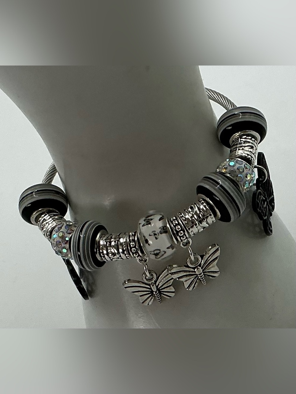 CUSTOM HANDMADE EUROPEAN GLASS BEAD CHARM BRACELETS-SEE DESRIPTION